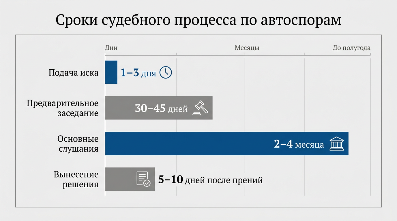 Сроки судебного процесса по автоспорам